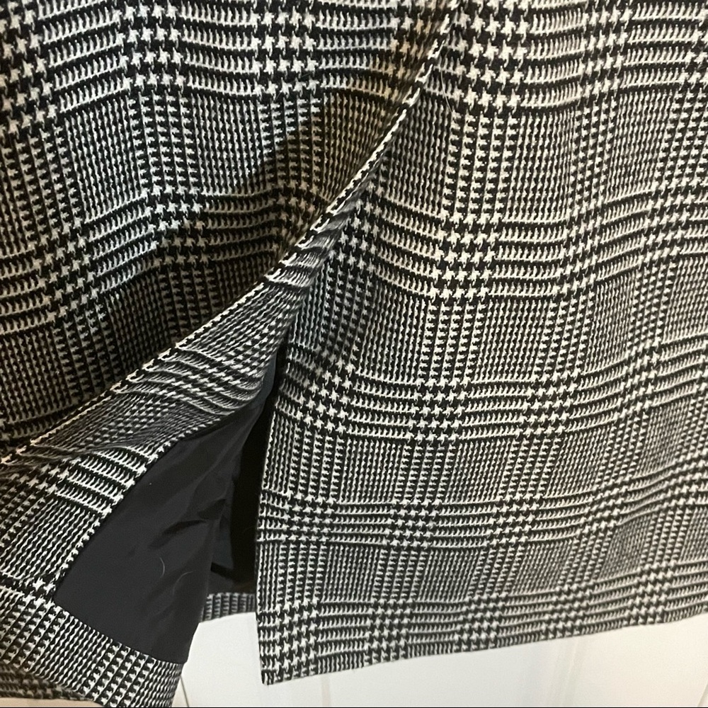 INC Glen Plaid Pea Coat Black White Embellished Small Rose Embroidery - Picture 5 of 12